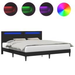 Berkfield Home Bed Frame with LED Strip Lights Black 180 x 200 cm Faux Leather - thumbnail 2