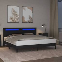 Berkfield Home Bed Frame with LED Strip Lights Black 180 x 200 cm Faux Leather - thumbnail 4