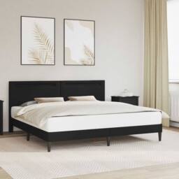 Berkfield Home Bed Frame with LED Strip Lights Black 180 x 200 cm Faux Leather