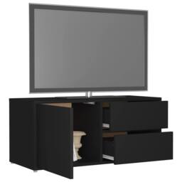 Berkfield Home TV Cabinet Black 80x34x36 cm Engineered Wood - Size: 80 x 34 x 36 cm - thumbnail 5