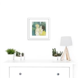 Artery8 Cassatt Young Mother In Park Painting 8X8 Inch Square Wooden Framed Wall Art Print Picture with Mount in White - thumbnail 2