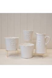 KDMD White Ceramic Jug Fleur De Lis - thumbnail 2