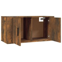 Berkfield Home Wall Mounted TV Cabinet Smoked Oak 80x34.5x40 cm in Brown - thumbnail 8