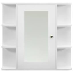 Berkfield Home Charming Bathroom Mirror Cabinet White 66x17x63 cm MDF - Size: 66 x 17 x 63 cm - thumbnail 4