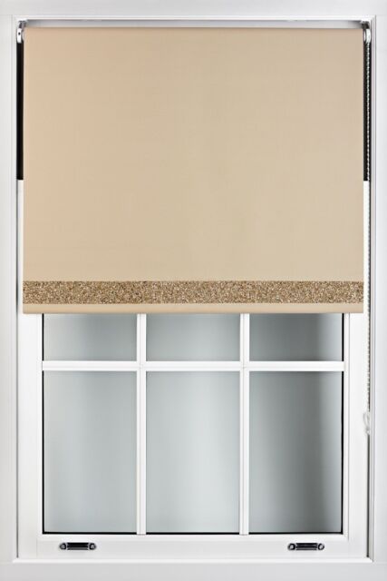 Furnished Cappuccino Blackout Fabric with Gold Glitter Accent - Trimmable Roller Blind in Beige - Size: 65 cm width x 210 cm drop - image 1