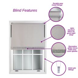 Furnished Cappuccino Blackout Fabric with Gold Glitter Accent - Trimmable Roller Blind in Beige - Size: 65 cm width x 210 cm drop - thumbnail 2