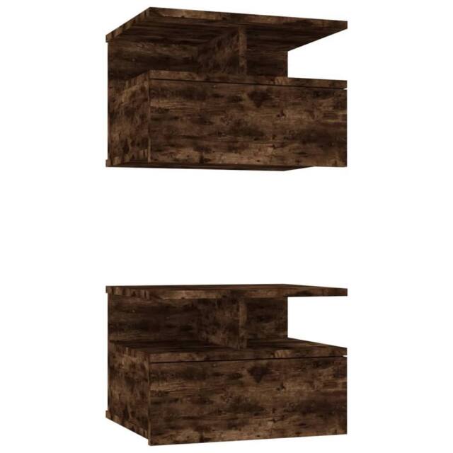 Berkfield Home Floating Nightstand 2 pcs Smoked Oak 40x31x27 cm Engineered Wood in Brown - Size: 40 x 31 x 27 cm - image 1