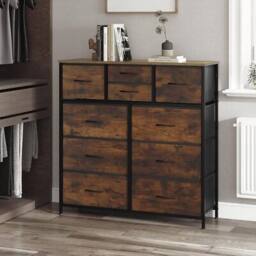 NESTLUNE Chest Of Drawers Storage Unit 10 Drawers Metal in Brown - Size: 100 cm x 60 cm