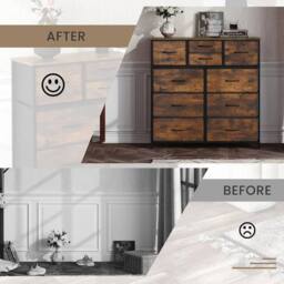 NESTLUNE Chest Of Drawers Storage Unit 10 Drawers Metal in Brown - Size: 100 cm x 60 cm - thumbnail 5