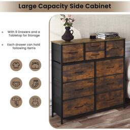 NESTLUNE Chest Of Drawers Storage Unit 10 Drawers Metal in Brown - Size: 100 cm x 60 cm - thumbnail 4