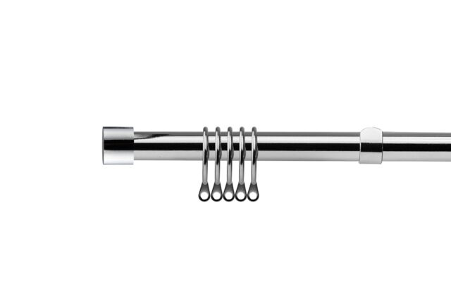New Edge Blinds 16-19mm Fenton Extendable Durable Metal Curtain Pole Set in Metallic Silver - Size: 120 cm - 210 cm - image 1