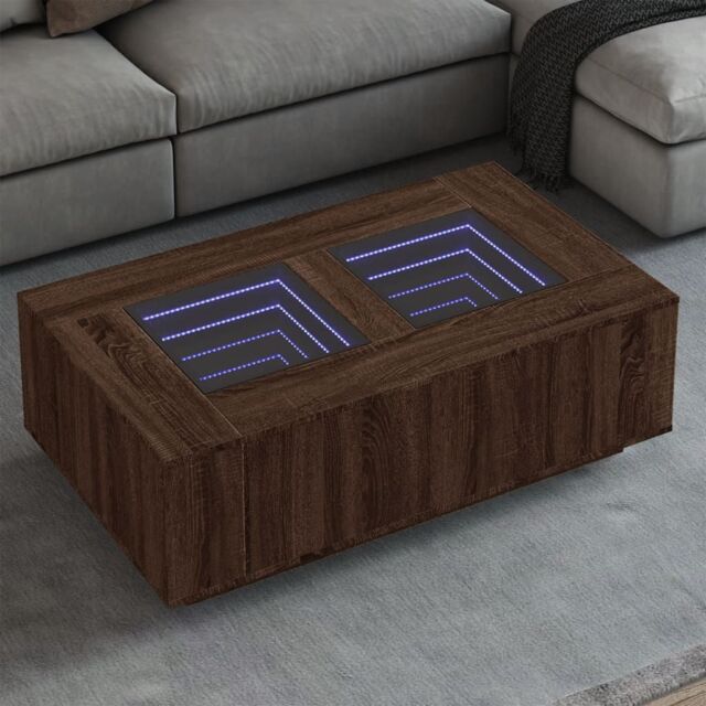 Berkfield Home Coffee Table with Infinity LED Brown Oak 116x69x40 cm - Size: 116 x 69 x 40 cm - image 1