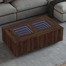 Berkfield Home Coffee Table with Infinity LED Brown Oak 116x69x40 cm - Size: 116 x 69 x 40 cm - thumbnail 1