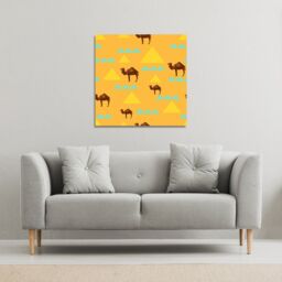 Benjamin Tate Design Camels & Pyramids (Canvas Print) / 127 x 127 x 4cm in Natural - Size: 127 x 127 x 4 cm - thumbnail 1