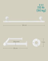 SONGMICS Set of 2 Wall Mounted Industrial Clothes Rails in White - thumbnail 2