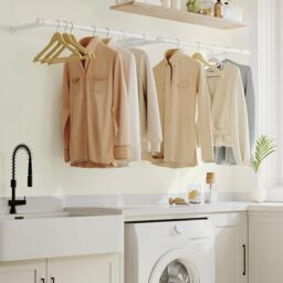 SONGMICS Set of 2 Wall Mounted Industrial Clothes Rails in White - thumbnail 1