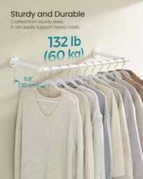 SONGMICS Set of 2 Wall Mounted Industrial Clothes Rails in White - thumbnail 3
