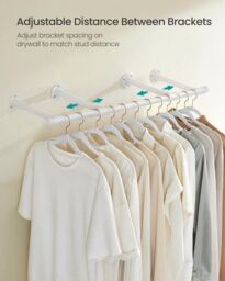 SONGMICS Set of 2 Wall Mounted Industrial Clothes Rails in White - thumbnail 4