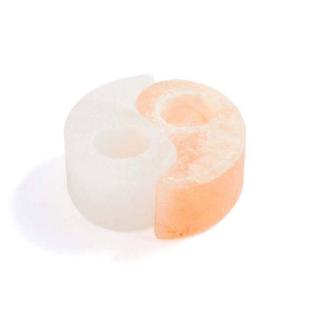Myga Yin & Yang Himalayan Salt Tealight Holder in Pale Orange - image 1