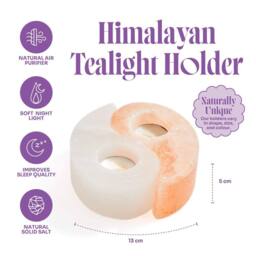 Myga Yin & Yang Himalayan Salt Tealight Holder in Pale Orange - thumbnail 5