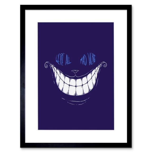 "Wee Blue Coo Cheshire Cat Alice Mad Artwork Home Decor 12x16"" Framed Wall Art Print in Purple - Size: W12"" x H16""" - image 1