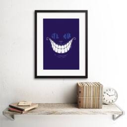 "Wee Blue Coo Cheshire Cat Alice Mad Artwork Home Decor 12x16"" Framed Wall Art Print in Purple - Size: W12"" x H16""" - thumbnail 2