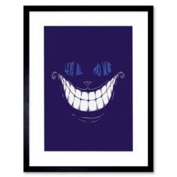 "Wee Blue Coo Cheshire Cat Alice Mad Artwork Home Decor 12x16"" Framed Wall Art Print in Purple - Size: W12"" x H16""" - thumbnail 1