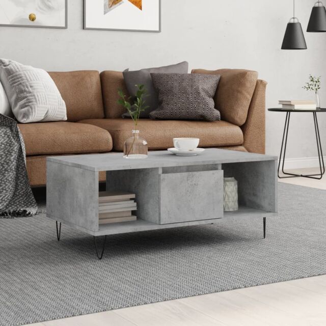 Berkfield Home Coffee Table Concrete Grey 90x50x36.5 cm Engineered Wood - image 1