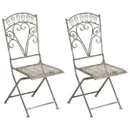 Wyld and Coco Set of 2 Vintage Folding Garden Chairs - Grey Iron Frame - thumbnail 2