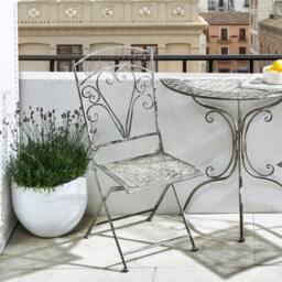 Wyld and Coco Set of 2 Vintage Folding Garden Chairs - Grey Iron Frame