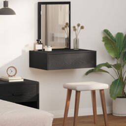 Berkfield Home Wall Hanging Dressing Table Black Oak 60x40x70 cm - Size: 60 x 40 x 70 cm