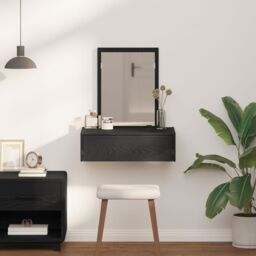 Berkfield Home Wall Hanging Dressing Table Black Oak 60x40x70 cm - Size: 60 x 40 x 70 cm - thumbnail 4
