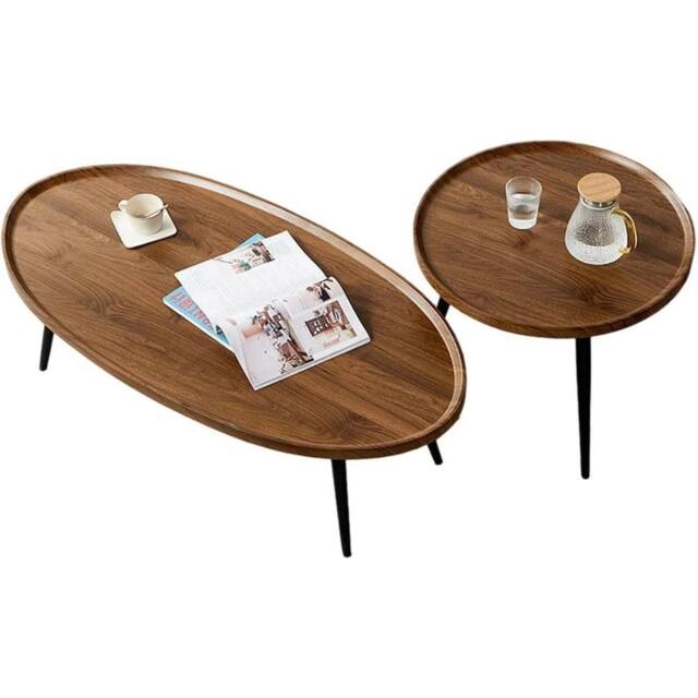 VOGREX Nesting Coffee Table Set of 2, 2 Piece Walnut Coffee Tables in Brown - Size: 0.5m x 1m - image 1