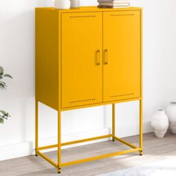 Berkfield Home Highboard Mustard Yellow 68.5x38.5x107 cm Steel - thumbnail 1