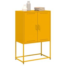 Berkfield Home Highboard Mustard Yellow 68.5x38.5x107 cm Steel - thumbnail 4