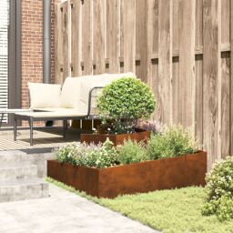 Berkfield Home Pots & Planters Corten steel Large Durable Metal Planter in Brown - thumbnail 4
