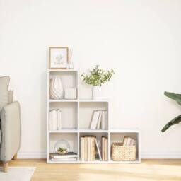 Berkfield Home Room Divider Bookcase¬†3-Tier¬†White 99x29x99 cm Engineered Wood in White - Size: 99 x 29 x 99 cm - thumbnail 3
