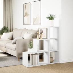 Berkfield Home Room Divider Bookcase¬†3-Tier¬†White 99x29x99 cm Engineered Wood in White - Size: 99 x 29 x 99 cm - thumbnail 4