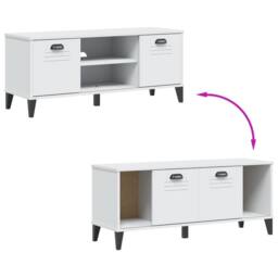 Berkfield Home Shoe Bench VIKEN White 106x35x45 cm Engineered Wood - Size: 106 x 35 x 45 cm - thumbnail 8
