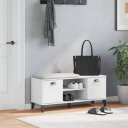 Berkfield Home Shoe Bench VIKEN White 106x35x45 cm Engineered Wood - Size: 106 x 35 x 45 cm