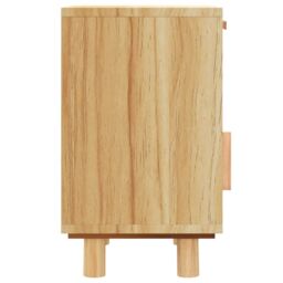 Berkfield Home Bedside Cabinet Brown Solid Wood Pine & Natural Rattan - thumbnail 6