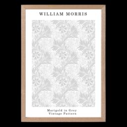 ARTZE William Morris Marigold in Grey Art Print / Oak Frame / SIZE: A4 in Light Grey - Size: A3 - thumbnail 2
