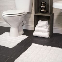 Allure Bath Fashions Ribbed Two Piece Bath Mat & Toilet Mat Set in White - thumbnail 2