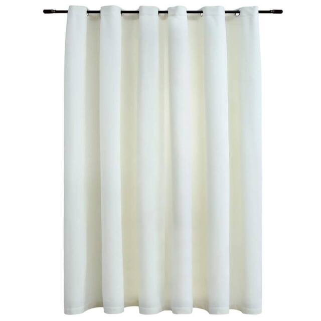 Berkfield Home Blackout Curtain with Metal Rings Velvet Cream 290x245 cm - image 1