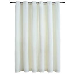 Berkfield Home Blackout Curtain with Metal Rings Velvet Cream 290x245 cm