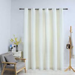 Berkfield Home Blackout Curtain with Metal Rings Velvet Cream 290x245 cm - thumbnail 2