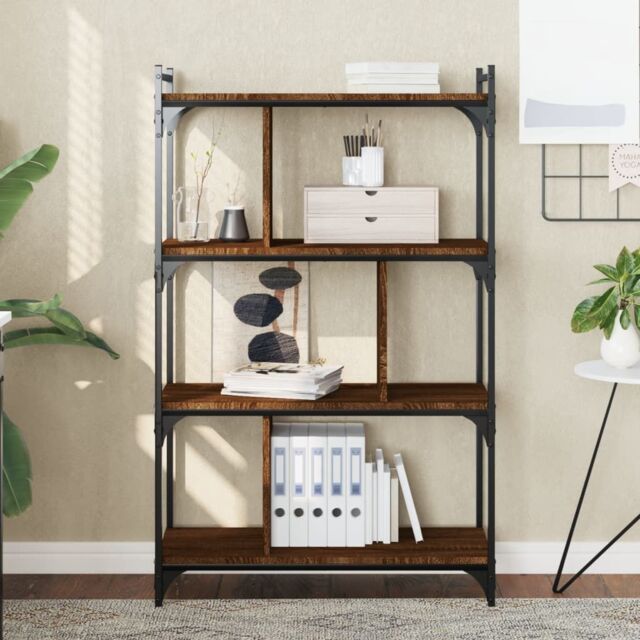 Berkfield Home Bookcase 4-Tier Brown Oak 76x32x123 cm Engineered Wood - Size: 76 x 32 x 123 cm - image 1