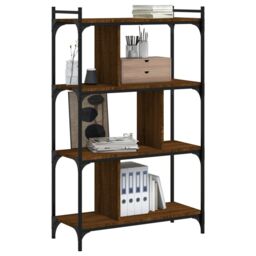 Berkfield Home Bookcase 4-Tier Brown Oak 76x32x123 cm Engineered Wood - Size: 76 x 32 x 123 cm - thumbnail 3