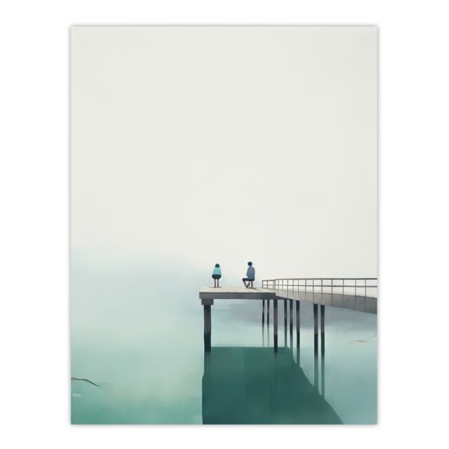 "Artery8 Wall Art Print The End Of The Pier By Amy Denver Minimalist Soft Pastel Calm Minimalism Simple Modern Artwork Poster - Size: W24"" x H32""" - image 1