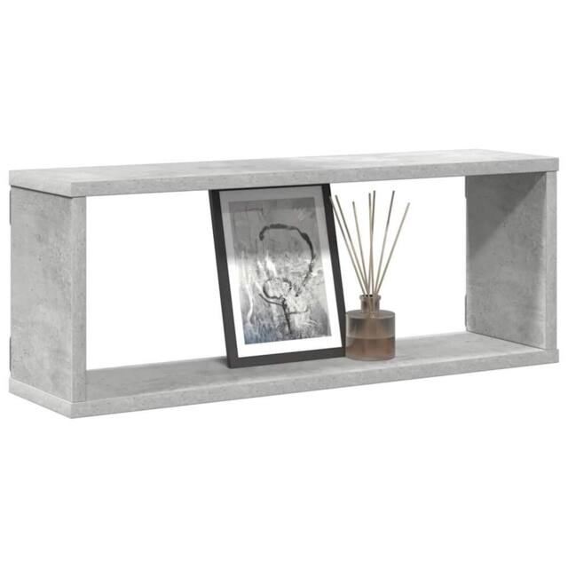 Berkfield Home Wall Cube Shelf 4 pcs Concrete Grey 60x15x23 cm Engineered Wood - Size: 60 x 15 x 23 cm - image 1